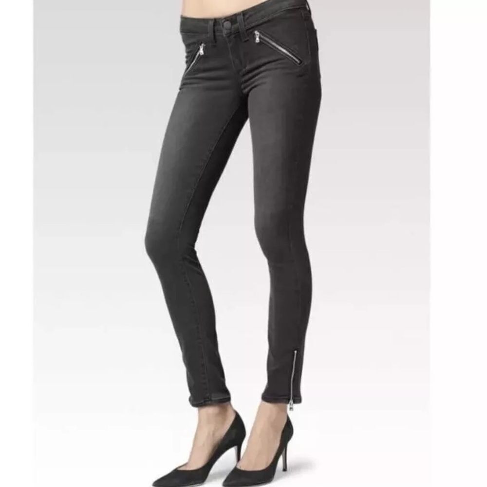 Paige Dover Ankle Zip Moto Jeans Luxe Grey Sz‎ 26